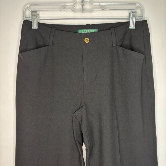 LAUREN RALPH LAUREN Petite 4P Black Trouser Stretch Workwear Career Wide Leg - Picture 1 of 6